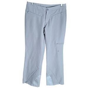 Athleta Women 4 Petite Beige Soft Shell Wide Leg Ski Hiking Zipper Outdoor Pants